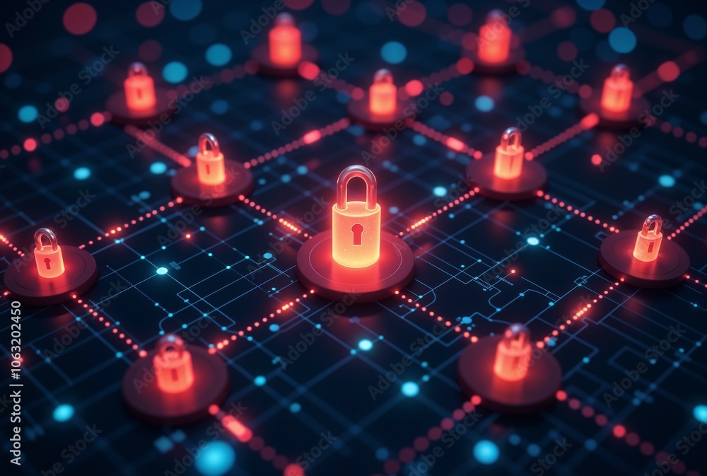 Poster padlocks are connected to each other on a computer screen