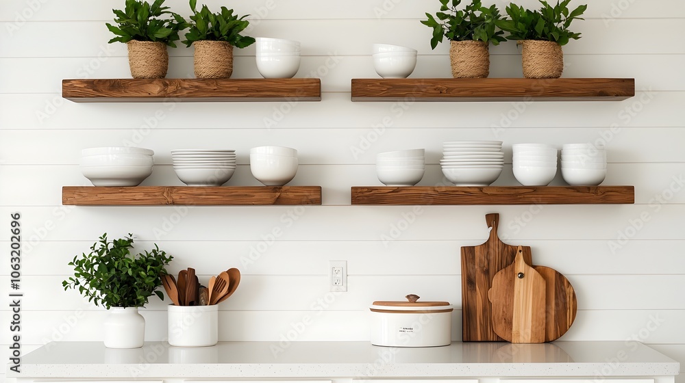 Aufkleber cozy and inviting farmhouse style kitchen featuring open shelves rustic decor elements and a warm ne