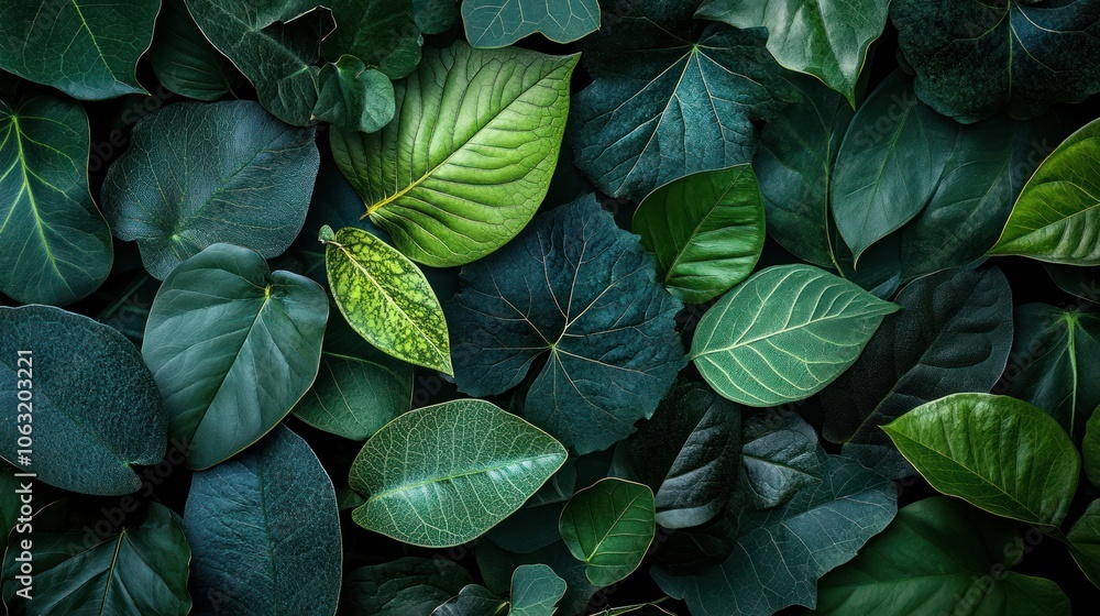 Poster the arrangement of various leaves in a complex pattern is natural and balanced.