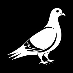 Pigeon Bird Black silhouette vector illustration isolated on a transparent background