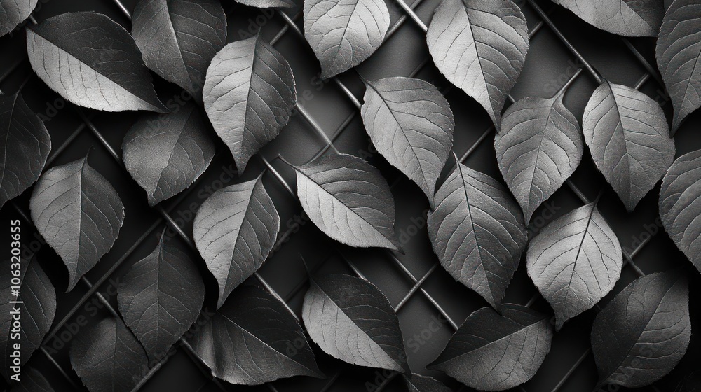 Poster the leaves are arranged in a geometric diamond shape, emphasizing sharp lines and depth.