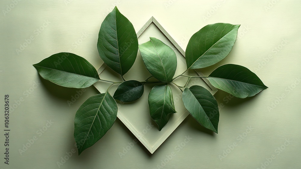 Poster the leaves are arranged in a geometric diamond shape, emphasizing sharp lines and depth.