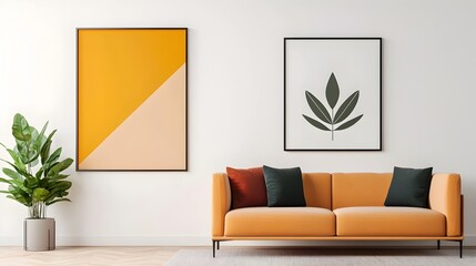 Sophisticated and inviting modern living room showcasing sleek furniture geometric patterns and a warm harmonious color palette that creates a comfortable and stylish atmosphere
