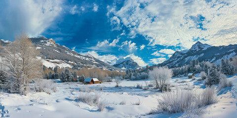 snow covered mountains
