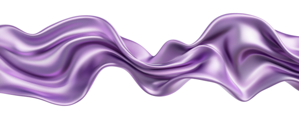 isolated purple colored wavy silk or satin fabric banner
