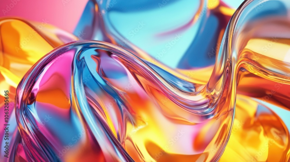Poster abstract 3d background bright glass colorful gradient fluid wave render texture