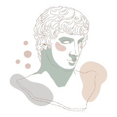 Greek man png sticker, feminine monoline design on transparent background