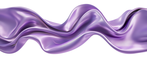 isolated purple colored wavy silk or satin fabric banner