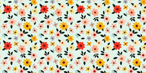Spring-themed flower pattern with a lively, fresh design. seamless background pattern
