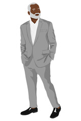 Senior businessman png sticker illustration, transparent background