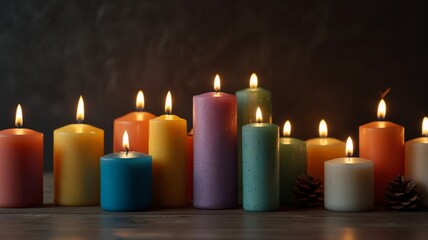 beautiful composition of candles, copy space
