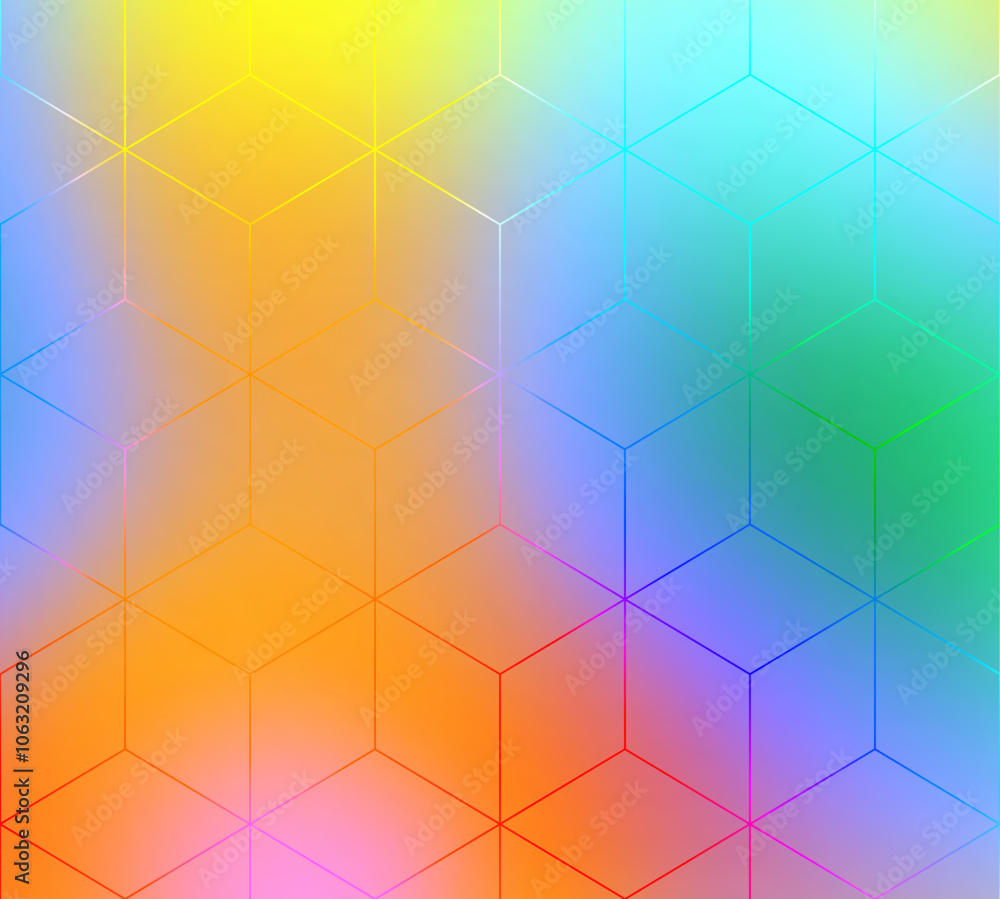 Poster Abstract cubes pattern vector blurred background