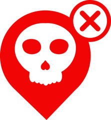 location pin with skull icon
