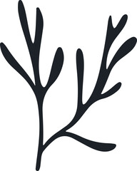 Minimalist Seaweed Vector Clipart in Boho Style – Abstract Coastal Decor, Ocean-Inspired Silhouette for Nautical and Botanical Art