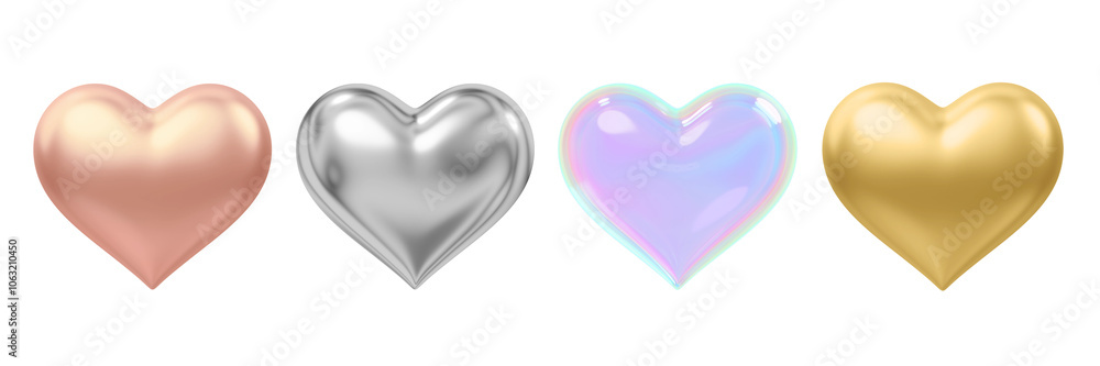 Canvas Prints 3d of colorful heart png element set on transparent background