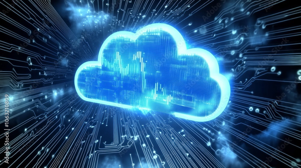 Poster cloud computing transfer big data on internet background