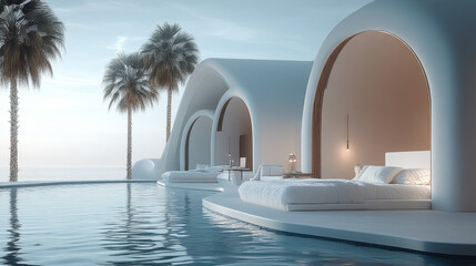 Luxury beach and Pool villa Santorini style