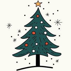 Christmas tree, abstract design, minimalistic vector, star icon, holiday tree