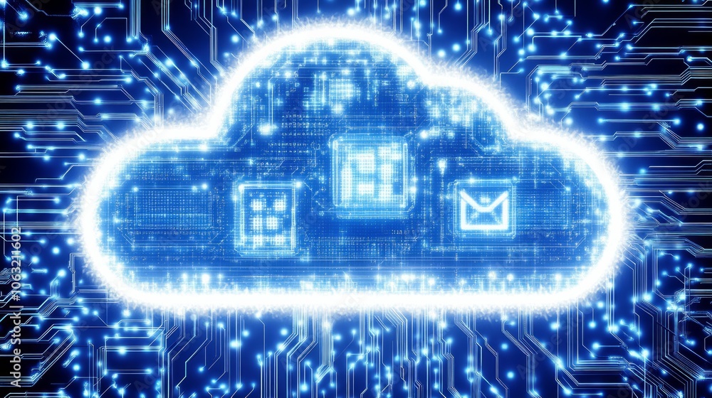 Poster cloud computing transfer big data on internet background