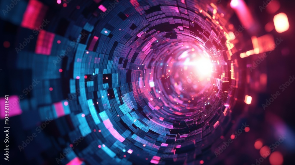 Poster abstract round shape with blocks. dynamic futuristic background.