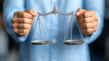 Person holding a balance scale, symbolizing justice and fairness, AI