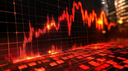Chart showing stock market fluctuations, prices falling, stock market crash, crisis, inflation rate