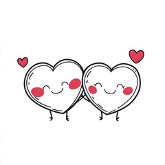 Two hearts illustration white minimalist drawing white background