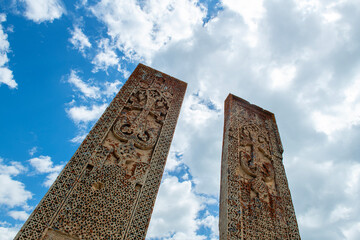 Abrenk Vank Church.There are two magnificent khachkars (obelisks) exceeding six meters on top of the Abrenk Vank Church in Tercan district of Erzican. 