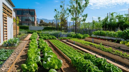 Smart irrigation system integrated into an urban farming landscape, water-efficient design