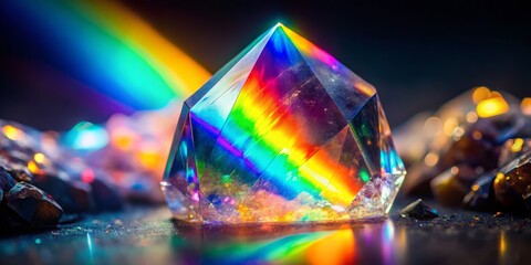 Prismatic Crystal Reflecting Rainbow Light, Crystal, Gemstone, Rainbow