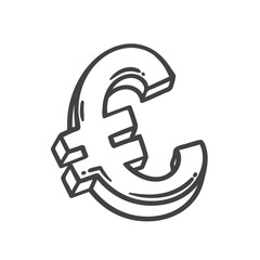 Euro sign line icon. Outline hand drawn symbol of EUR currency for European Union, money of salary and price. Finance and economy, monetary mascot, simple Euro medallion icon vector illustration