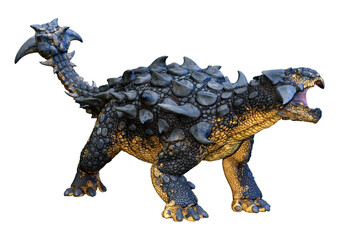 3D Rendering Dinosaur Ankylosaurus on White