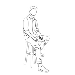 man sitting on a chair sketch, outline on a white background, vector