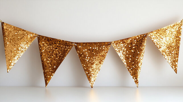 Golden glitter and triangular  Flag Ribbon
