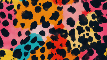 Abstract leopard zebra animal print graffiti in colorful rainbow black white spring vibrant colored spot stripe seamless patchwork pattern. fashion trendy paint background for fabric design wallpaper