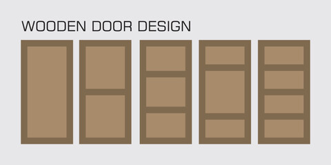 Vector illustration of a set of wooden panel door designs in various variations