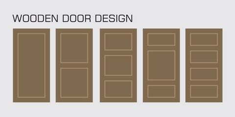 Vector illustration of a set of wooden panel door designs in various variations