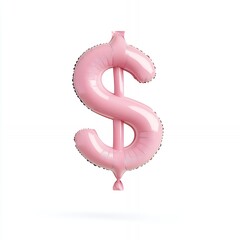 Pink balloon in the shape of a dollar sign.