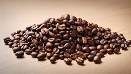 Obraz premium A close-up of freshly roasted coffee beans, showcasing their rich, dark color and shiny surface, perfect for coffee lovers and culinary projects