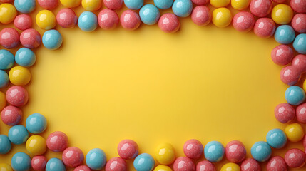 Obraz premium Assorted multicolored gumballs create a frame 