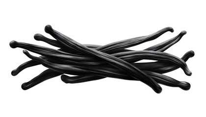 a realistic vanilla bean, detailed texture, dark color, photorealistic, isolated on white background