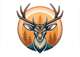 Fototapeta premium deer hunting logo creative icon on white background