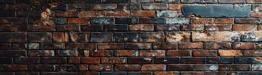 Fototapeta premium Weathered Brick Wall with Dark and Brown Tones