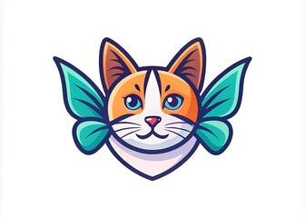 Obraz premium a colorful cat head icon with a on white background