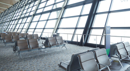 abstract in airport for background. OFFICE BACKGROUND, MODERN BUSINESS HALL WITH LIGHT REFLECTONS ON THE FLOOR.