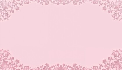 Elegant pink background with floral lace border, decorative design, copy space