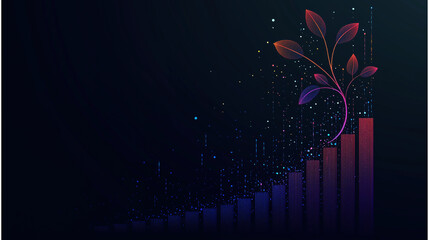 A stylized, colorful graphic of a sprouting plant morphing into upward arrows, representing fast business, Generative AI