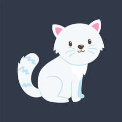 cute white cat in flat vector design.