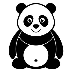Panda Black Silhouette vector illustration isolated on a transparent background