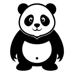 Fototapeta premium Panda Black Silhouette vector illustration isolated on a transparent background